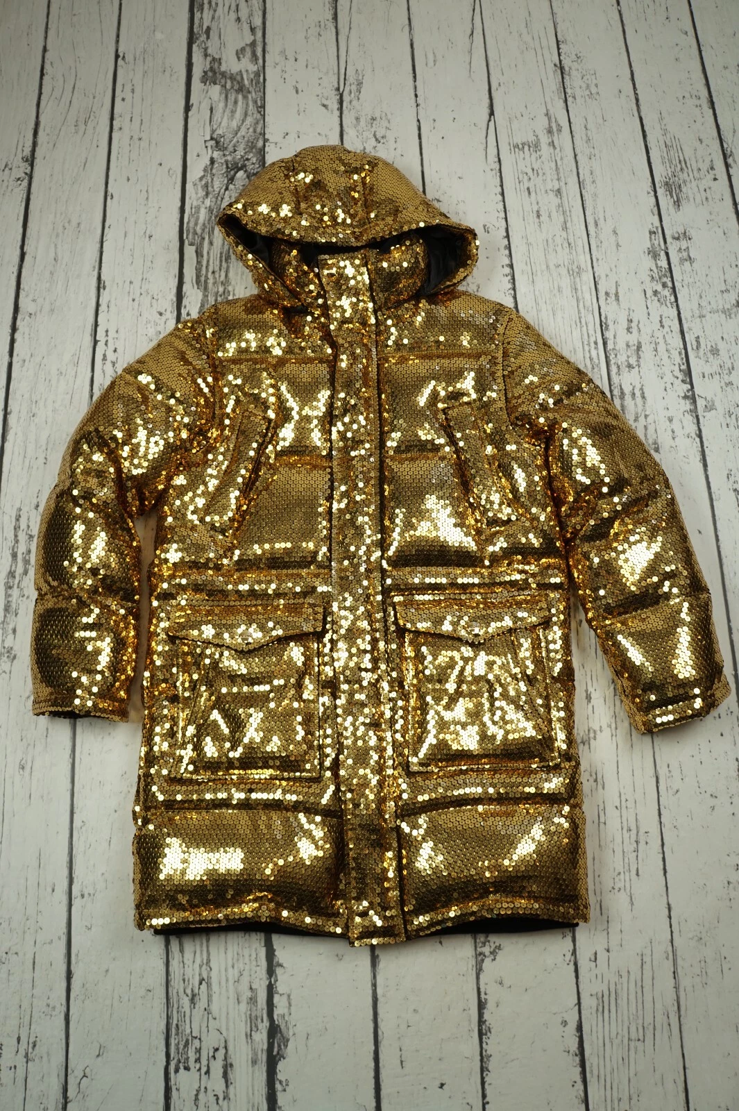 H&MOSCHINO MOSCHINO H&M GIACCA PARKA CAPPOTTO ORO TAGLIA XS