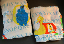 VINTAGE SESAME STREET ALPHABET TWIN SIZE FLAT  FITTED SHEETS