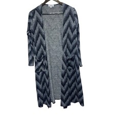 Lularoe Cardigan Womens S Gray Chevron Zig Zag Pockets Caroline Stretch
