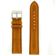 Leather Watch Band Thick Padded Light Brown Tan Saddle 20mm - 24mm