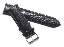 22mm 24mm 26mm Dark Brown Croco Embossed Leather Padded Men Watch Strap