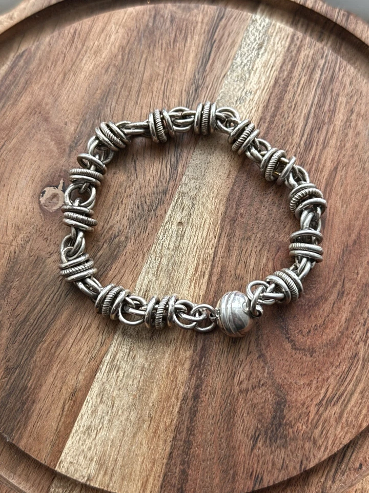 "Pulsera magnética con anillos de plata de ley 925 MILOR Italia 8"" 25,5 g" Foto 2 de 4
