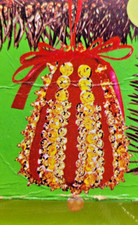 Fibre-Craft JEWELED BELL Gold Green Sequin Bead Vintage Christmas Ornament Kit