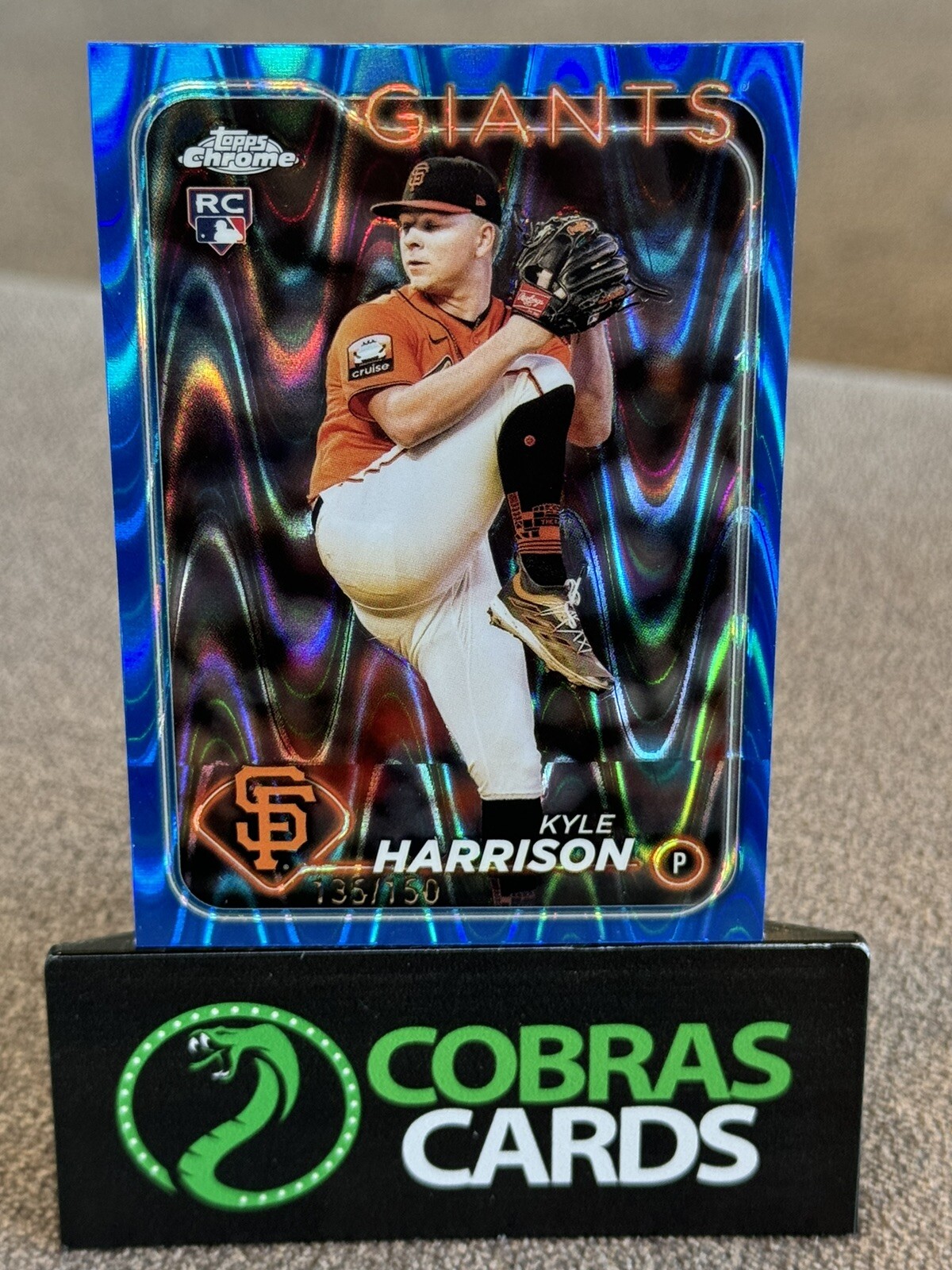 2024 Topps Chrome Baseball Kyle Harrison #191 RC Blue Raywave Refractor /150
