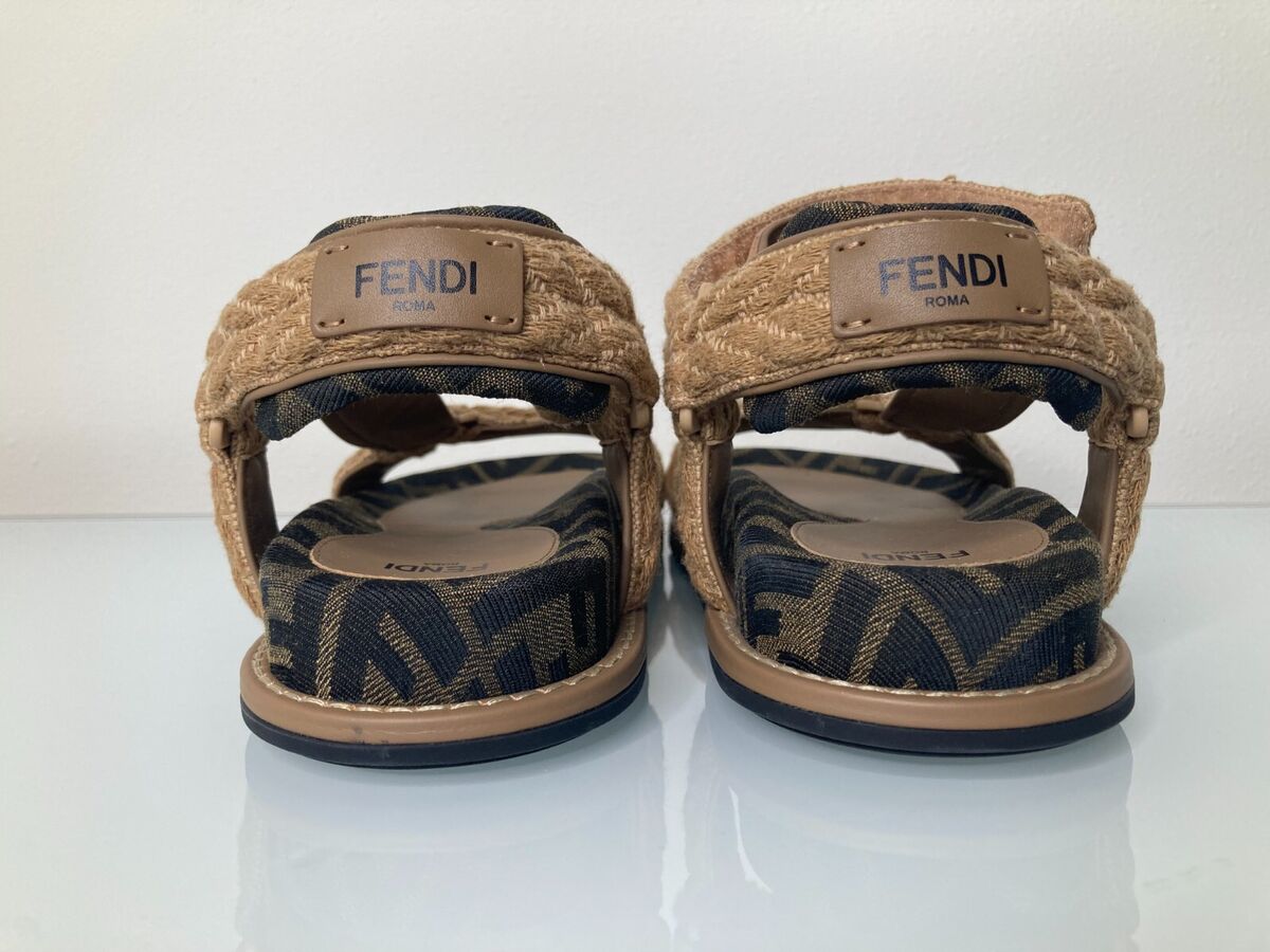 FENDI Feel Rope Sport FF Fendissima Logo Flat Sandals 37 EUR FENDI Feel Rope Sport FF Fendissima Logo Flat Sandals 37 EUR