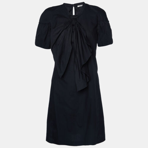 Mini robe Miu Miu coton noir nœud détail S - Photo 1/5