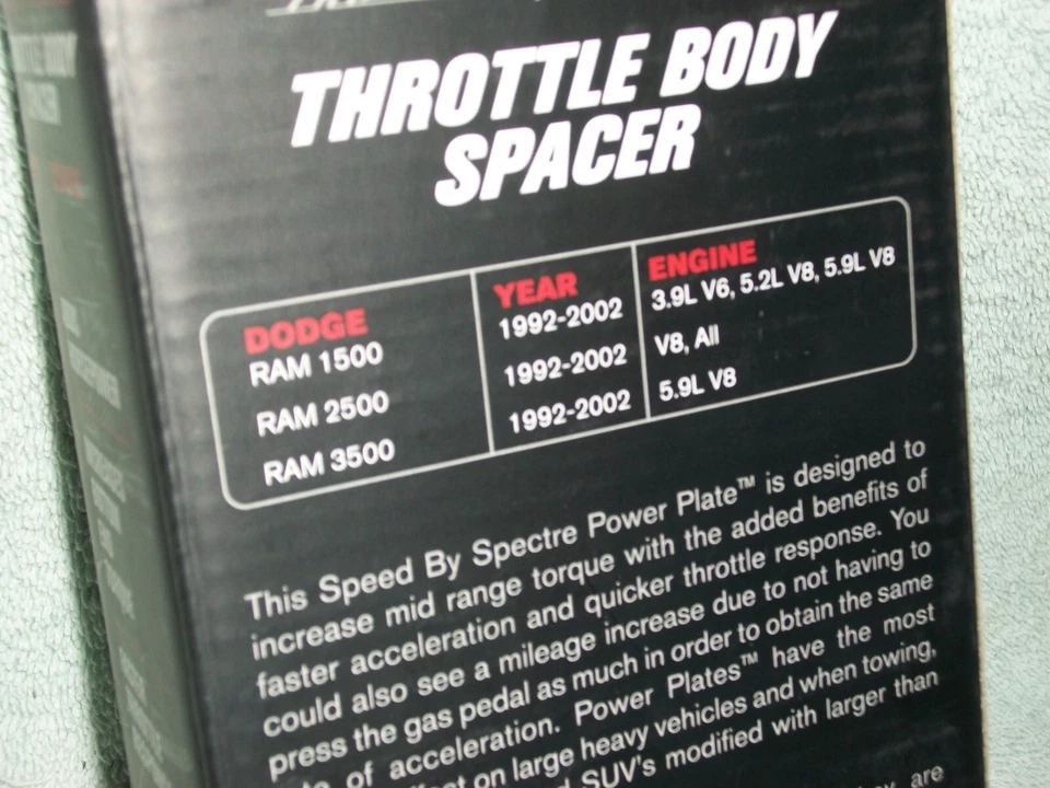 NEW THROTTLE BODY SPACER SPECTRE 11255 RAM 1500 2500 3500 DODGE TRUCK 1999 2002 - Image 2 of 3