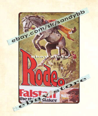 drinking pubs Beer Brewing Rodeo cowboy horse Bucking Bronco tin sign