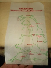 GRANADA MOTORWAY Welcome to United Kingdom Map Crepe Paper Cocktail Napkin 1982