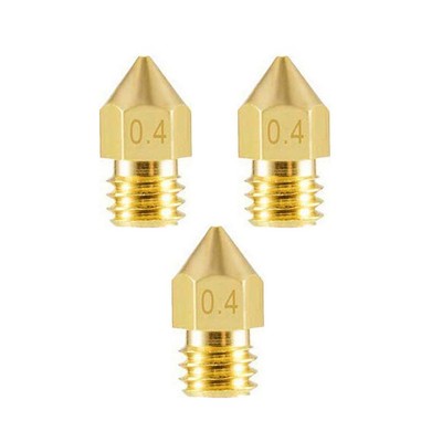 (3 pcs) 0.4mm Nozzle for Ender 3 / Ender 3 Pro 3d Printer MK8 Extruders. Brass