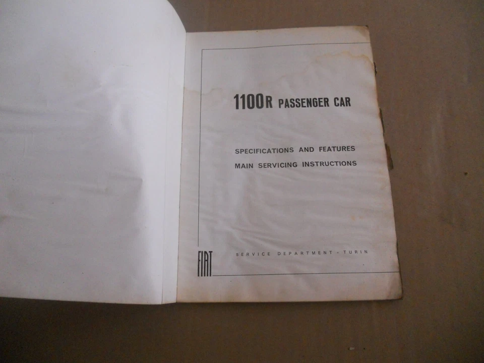 Original Fiat 1966 1967 1100R Shop Service Repair Manual - Изображение 2 из 4