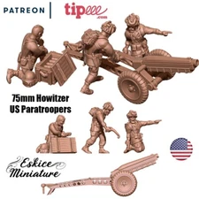 Eskice Miniature WW2 US Airborne Paratrooper 75mm Howitzer Artillery Bolt Action