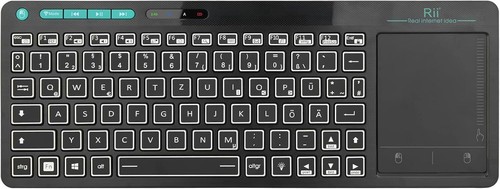 Rii Bluetooth 5.0 Smart TV Tastatur Touchpad LED Beleuchtung QWERTZ Schwarz