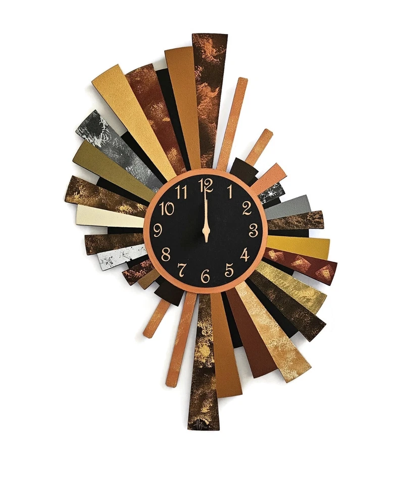 Handmade wall sculpture clock, Brown copper Clock wall art by Alisa 27x18 - Image 2 of 4