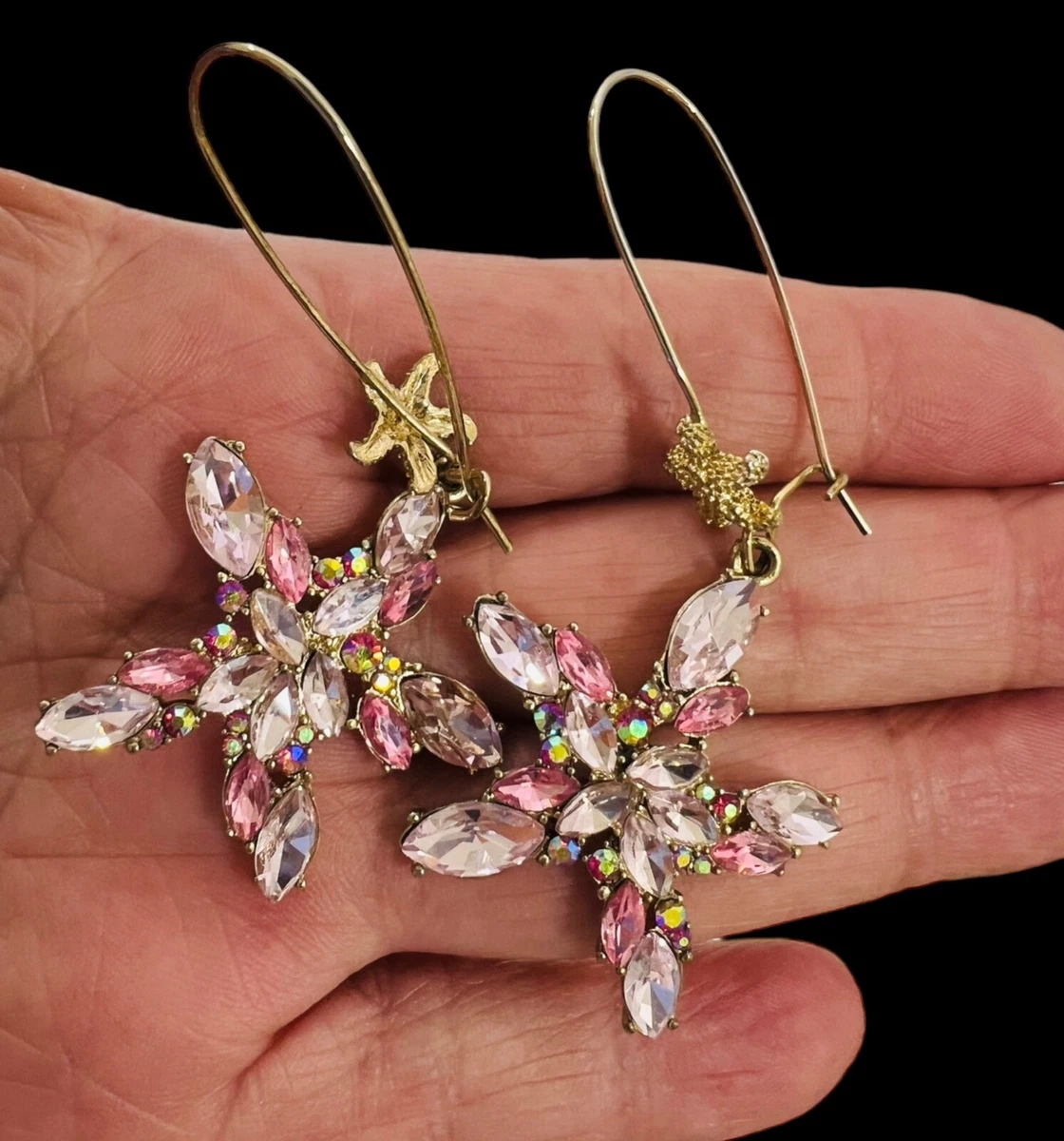 Betsey Johnson Festival Mermaid Pink Crystal Starfish Earrings