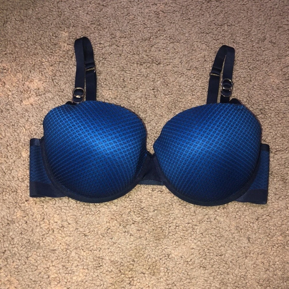 Stella McCartney Mesh Balconette Bra Dark Ink Azure Blue 34DD - Image 4 of 4