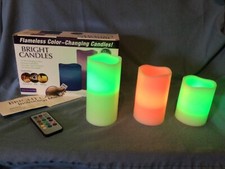 3 Color Changing Flameless LED Bright Candles with Remote Control Timer 4" 5" 6"