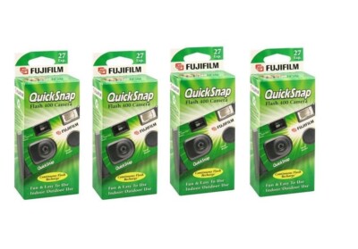 4 Pack Fujifilm Fuji Quicksnap Flash 400 Disposable Single Use 35mm Camera FRESH