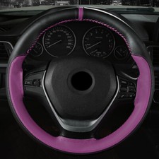 Sports Style Microfiber Leather Car Auto Steering Wheel Cover Stitch On Wrap Suv