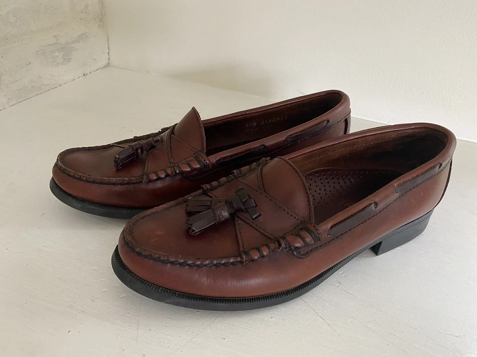 Sebago Leather Slip On Loafers Tassels Made In USA Womens Sz 9.5 Burgundy Brown - Image 3 of 4