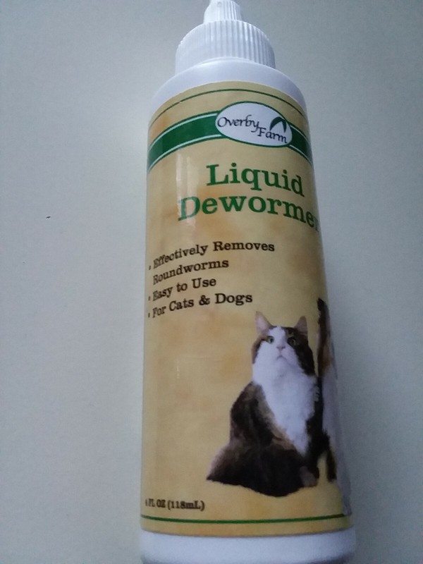 OVERBY FARM LIQUID DEWORMER FOR CATS AND DOGS, 4 OZ,  NEW BUT EXPIRED 01/2020