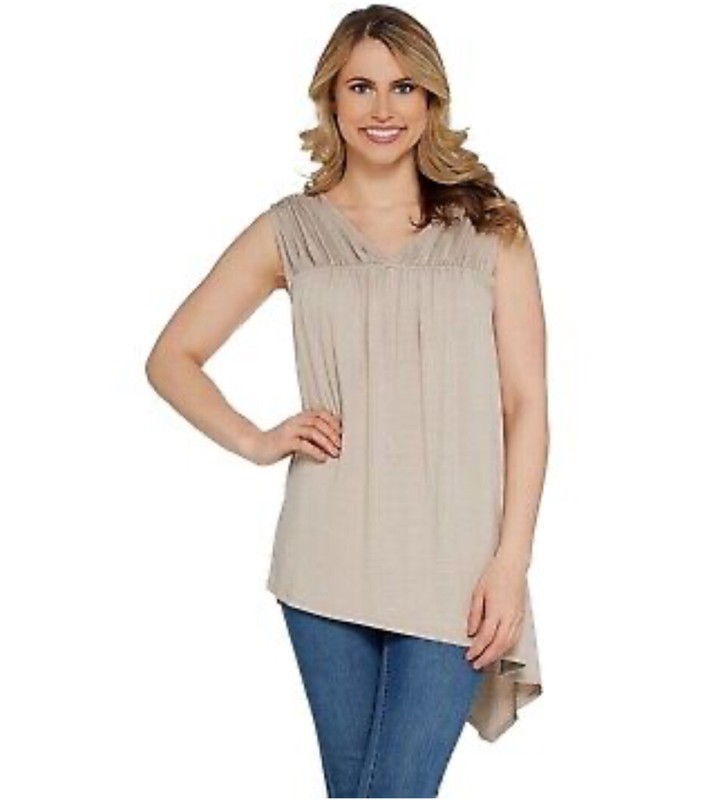 Lisa Rinna Collection Front Detail Tank Chateau Grey 2X A308452