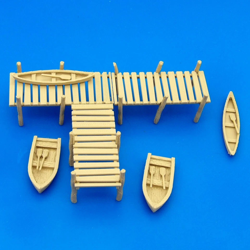 3 - Dock Sections Boats and HO Scale Canoes - 3D Railroad Train Layout Scenery - Image 3 of 4