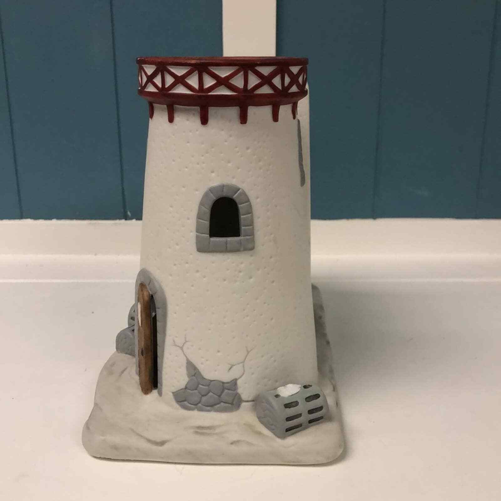 Stoney Harbor Lighthouse Partylite Tea Light Candle Holder Ceramic 8.5