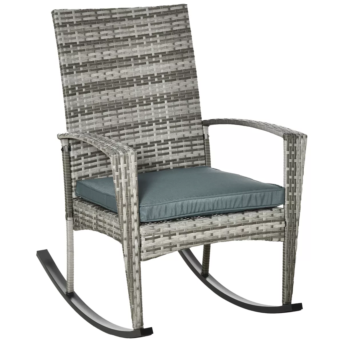 Outsunny Garden Rattan Rocking Chair Bistro Recliner Rocker