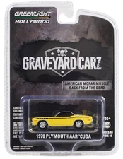 1:64 GreenLight *HOLLYWOOD R40* GRAVEYARD CARZ Yellow 1970 Plymouth AAR Cuda NIP