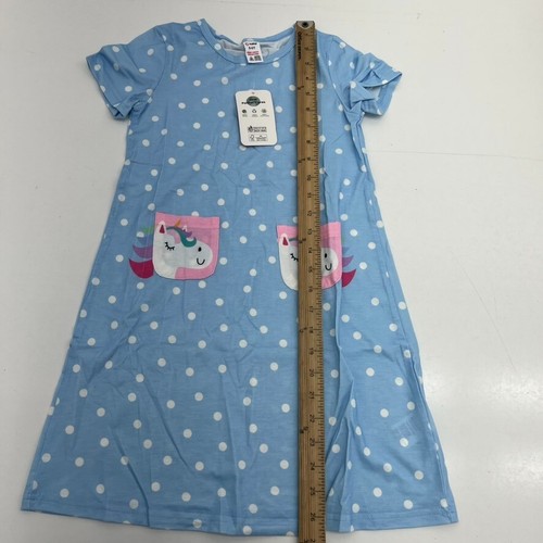 PatPat Blue Polka Dot Unicorn Short Sleeve Nightgown Girls Size Small (5-6) NEW - Picture 5 of 6