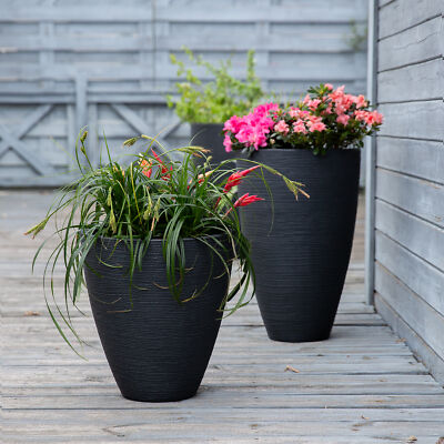 Pflanzkbel Blumentopf Pflanztopf 40x42cm fr Garten Balkon Kunststoff  Anthrazit | eBay.de