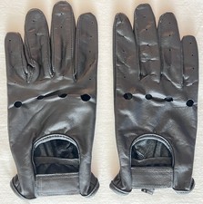 Men's Genuine Leather Driving Gloves in Black, Size M, New, Excellent