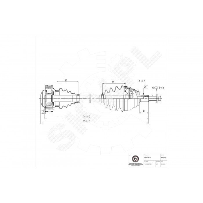 Cardan 1K0407764LX pour supprimer le claquement au braquage sur VW Beetle et A3