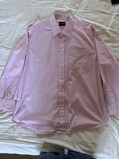 Savile Row Company Men's Strip Shirt Long Sleeve Slim Fit Large Pink