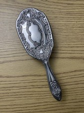 Vintage Ornate Hair Brush Silver Plated