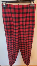 Vtg Bobbie Brooks Mid-Century Women's Slacks Pants Red Plaid Tartan Wool Sz 4