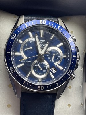Casio Edifice Quartz Watch Japan EFR552L-2AV Chrono Date Blue Dial Sport 45mm