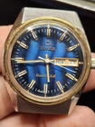 Timex Q Quartz Blue Dial Falcon Eye Mens Vintage 1970s Watch Retro Classic
