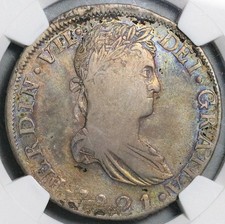 8 Reales Silver 1821 Year Colonial Mexico Coins (Pre - 1821) for