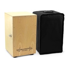 World Rhythm Cajon con Rullante Regolabile, Borsa Gig Imbottita e Cuscino - Naturale