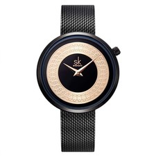 Ladies Watch in Black and Rose Gold - New battery - UK Stock