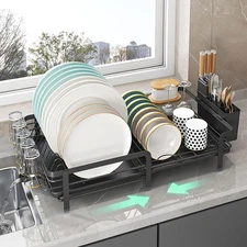 Large Dish Drying Rack with Drainboard,Expandable Dish Rack for Kitchen Count...