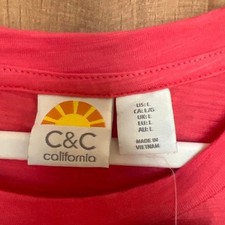 C&C California Coral/Pink T-Shirt Cotton Dress With Pineapples Large