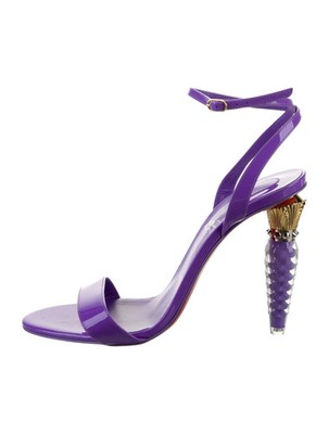 CHRISTIAN LOUBOUTIN Purple Patent Lipgloss Queen 100 Sandals IT