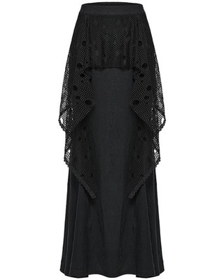 Punk Rave Daily Life Apocalyptic Gothic Broken Knit Mesh Fishtail Maxi Skirt