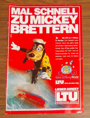 Seltene Werbung LTU - Mal schnell zu Micky brettern - Goofy 1- Disney World 1997