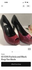 guess shoes women heels, Color Burguindy/black Pre-owned In Excelente Condition