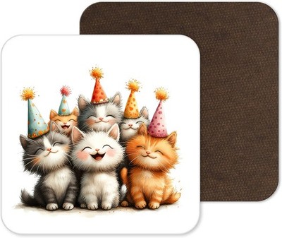 Lustige, niedliche und skurrile Party Katzen Holz und Glas Untersetzer - 18 Designs