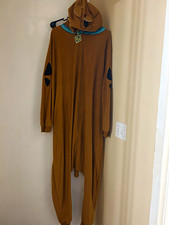 PJammY Scooby-Doo Adult Brown Hooded Polyester Jumpsuit Costume Pajama S/M
